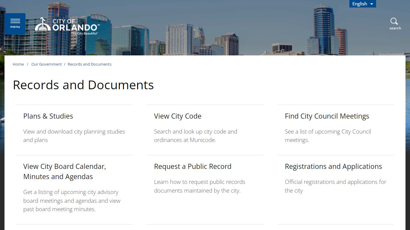 Records and Documents - City of Orlando - Orlando, Florida